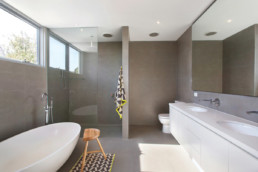 Bathroom of Contemporary style home built in Beaumaris by TrademarkBuilders